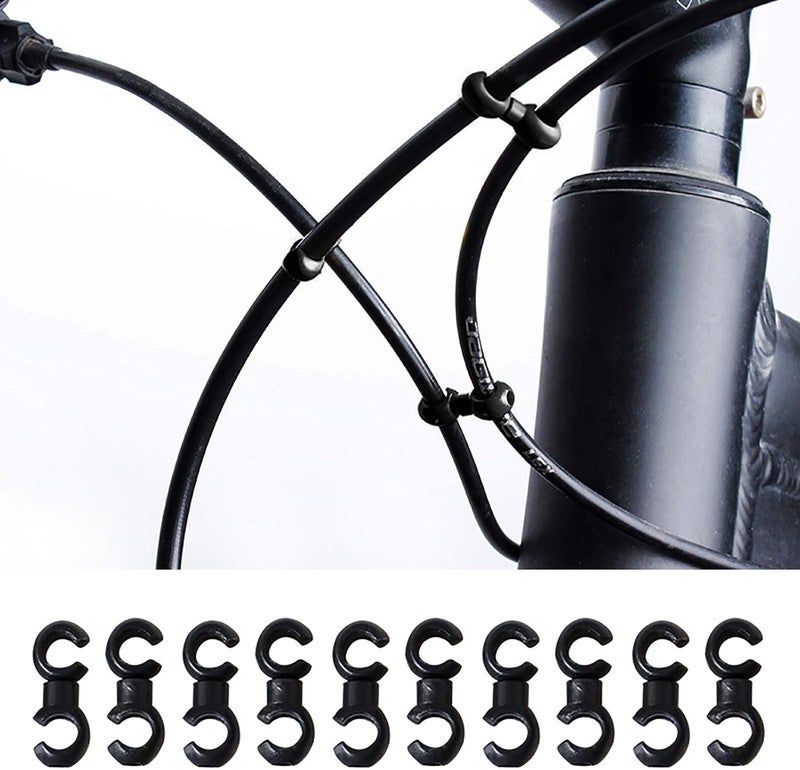 VANICE 10 Pcs Bicycle Brake Cable S Style Clips Buckle Hose Guide Bike MTB Cross Line Clip/Black - Image 1